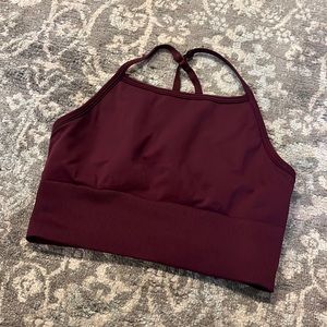 High neck maroon lulu sports bra